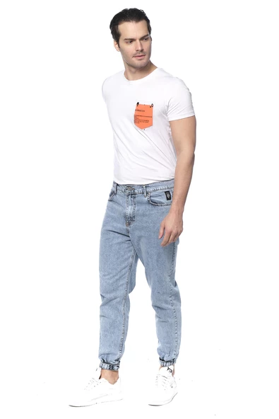 Erkek Mom Jean Likralı Paçası Lastikli Kot Pantolon - 11