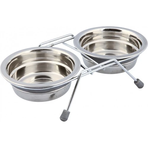 Trixie Mama Su Kabı, Tıkırtısız, Paslanmaz Çelik,  2 x 0,25 lt/ø 11 cm, Gri