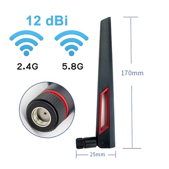 12dbi Dual Band Anten RP Sma Erkek 2.4ghz 5.8ghz Rf Gsm Wifi Sinyal Kuvvetlendirici Anten 2g/3g/4g ürün görseli
