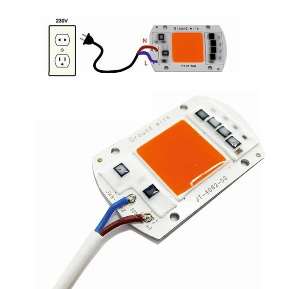 220v 50w Bitki Büyütme Ledi Klemensli Tüm Işık Spektrumlu Fide - Resim 3