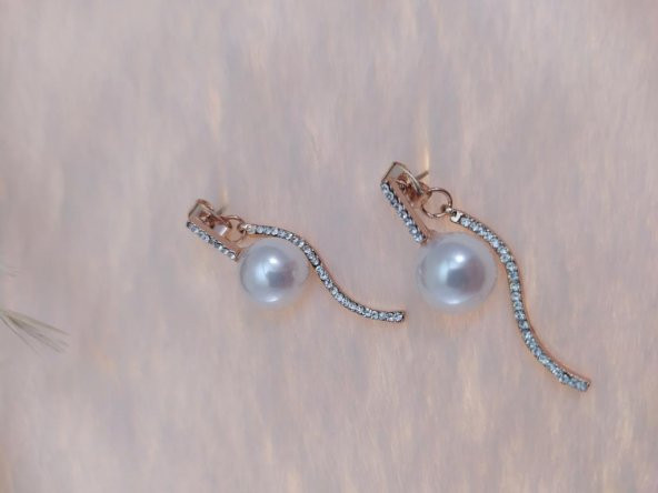 Hdmarketim Swarovski Taşlı İncili Doğa Temalı Küpe - 2