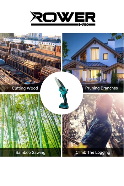 Rowermax Alman HRD-58 Çift Batarya Otomatik Yağlama 24 cm Pala Şarjlı Ağaç Odun Dal Budama TESTERESİ - 2