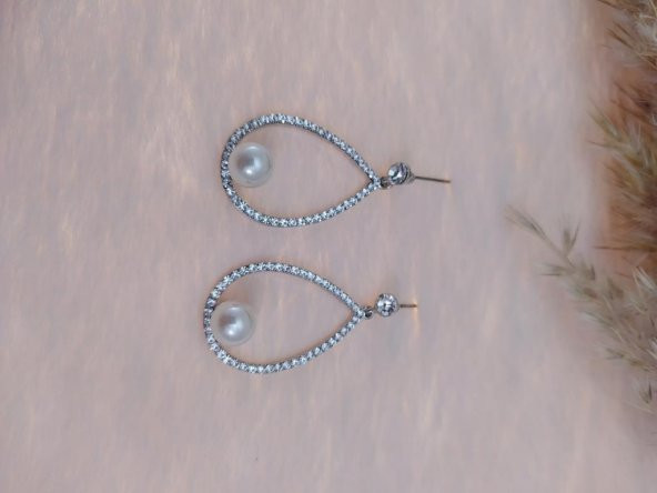 Hdmarketim Swarovski Taşlı İnci Doğal Taşlı Küpe