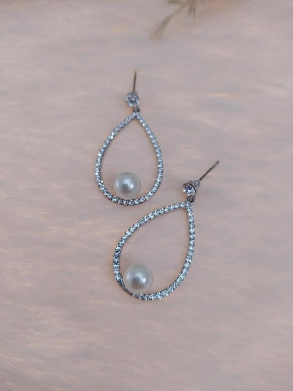 Hdmarketim Swarovski Taşlı İnci Doğal Taşlı Küpe - 2