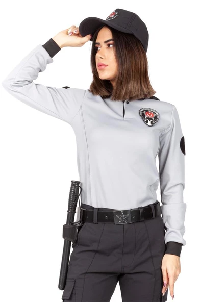 Yeni Tip Kamu Özel Güvenlik Kadın Kışlık Uzun Kol Tişört (İçi Şardonlu) 3D Armalı - 5