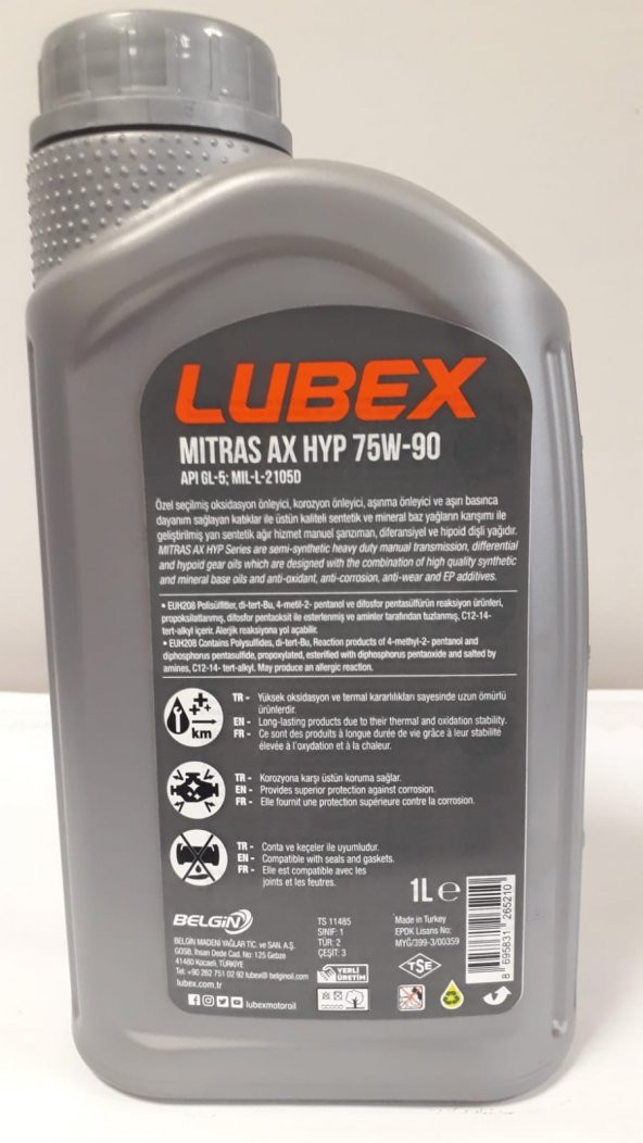 LUBEX 75W-90 BELGEAR HYPOID 1LT
