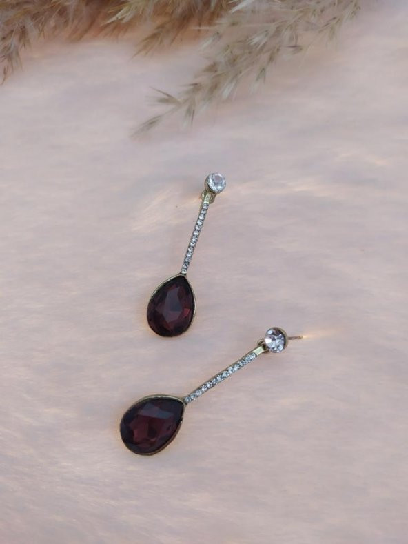 Hdmarketim Swarovski Karışık Taşlı Sallantılı Küpe Dogal Temalı - Resim 2