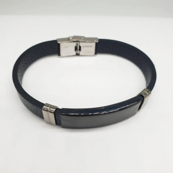 Siyah Tokalı Kilitli Erkek Bileklik