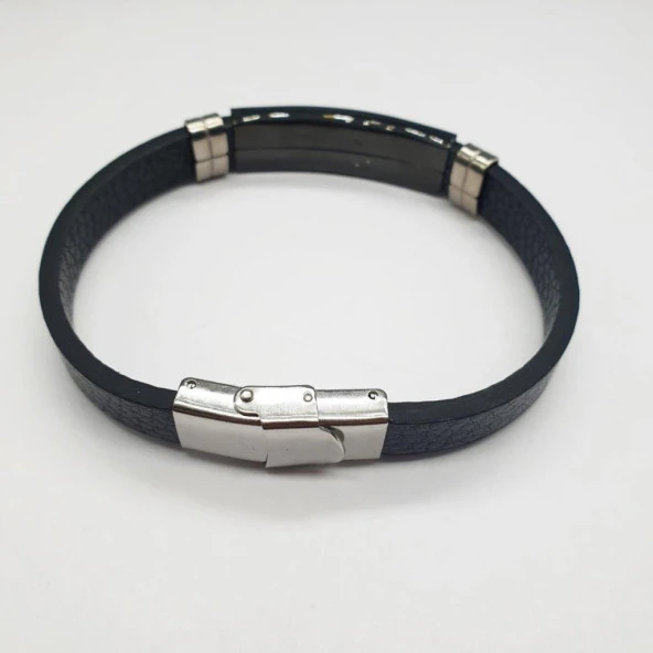 Siyah Tokalı Kilitli Erkek Bileklik - 10