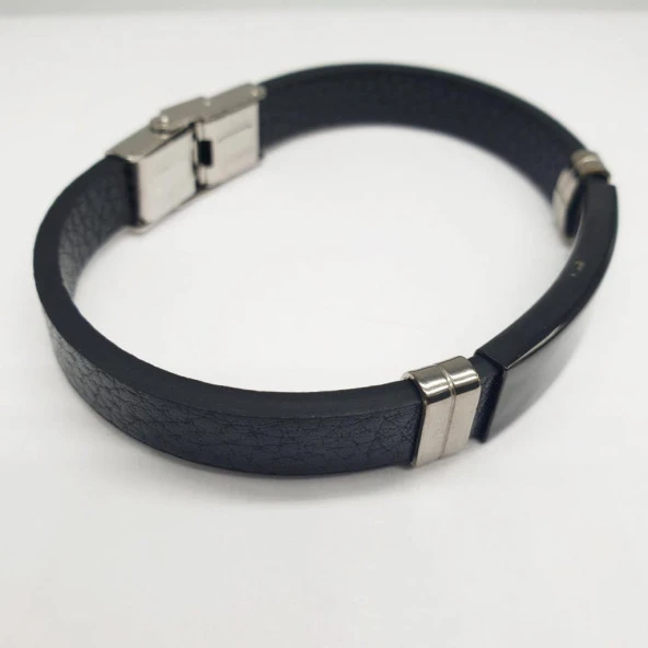 Siyah Tokalı Kilitli Erkek Bileklik - 12