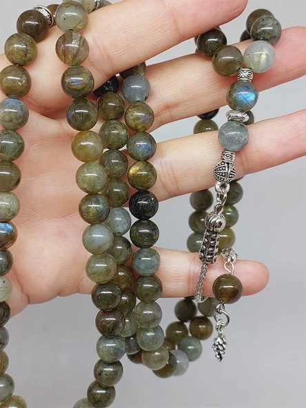 Labradorit Taşı 99luk Tesbih 8mm (4695) - Resim 4