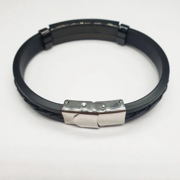 Siyah Metal Ve Siyah Örgülü Kemer Bileklik - 7