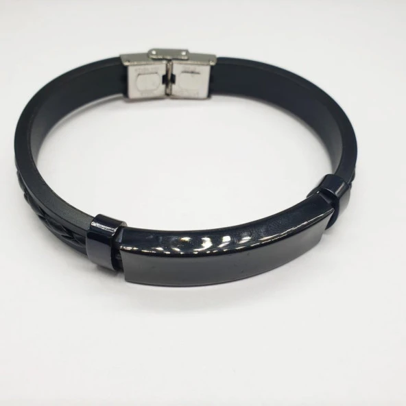 Siyah Metal Ve Siyah Örgülü Kemer Bileklik - 12
