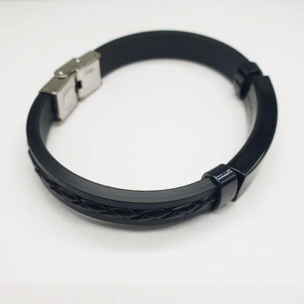 Siyah Metal Ve Siyah Örgülü Kemer Bileklik - 11