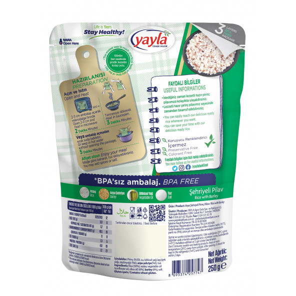 Yayla Hazır Arpa Şehriyeli Pirinç Pilavı 250 Gr. - 2