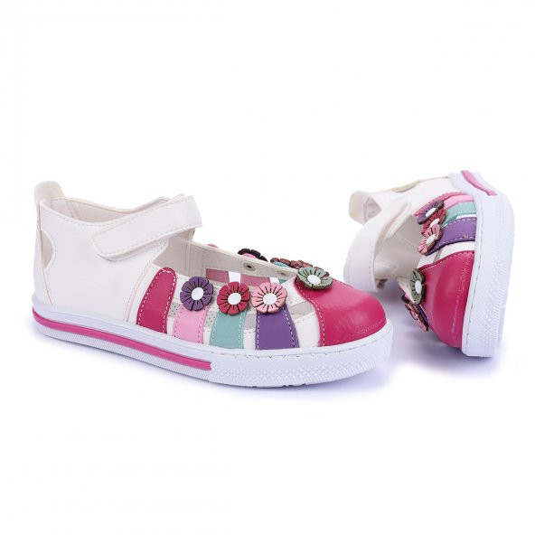 Kiko Kids Kız Çocuk Sandalet Şb 226012775-81 Beyaz - Fuşya