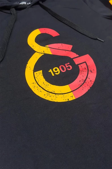 GS Swt 091 Galatasaray Orijinal Lisanslı Logo Siyah Kapüşonlu Sweat Hediyelik Ahşap Kutulu - 4