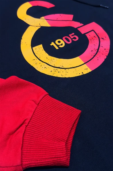 Galatasaray Orijinal Lisanslı Logo Siyah Kapüşonlu Sweat - 4