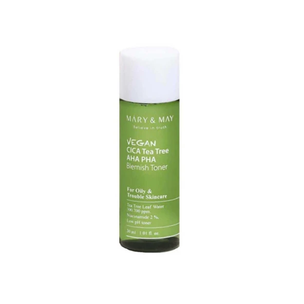 Mary and May Vegan Cica Tea Tree AHA PHA Arındırıcı Temizleyici Toner 30ml ürün görseli