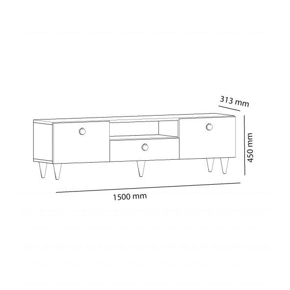 Arnetti Cavelli Televizyon Ünitesi Ceviz Mermer Desen 45x150x31,3 Dolaplı ve Raflı Özel Tasarım - 4
