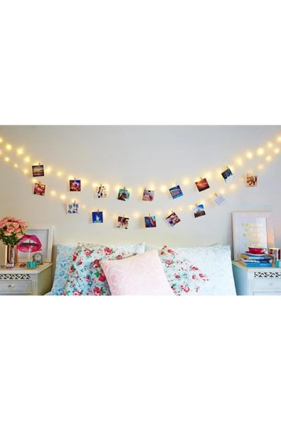 Peri Led Işık 10 Metre (sarı) Pilli + 50 Adet Küçük Mandal - 2