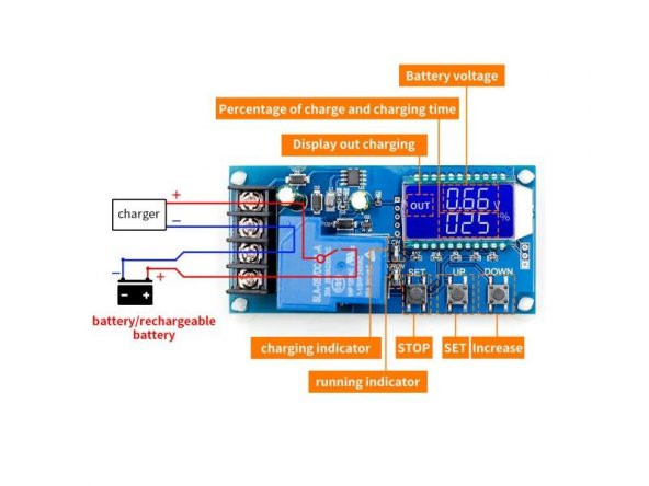 30A 6-60v Solar Sistem Akü Şarj Modülü - Korumalı Ve Zaman Röleli - 3