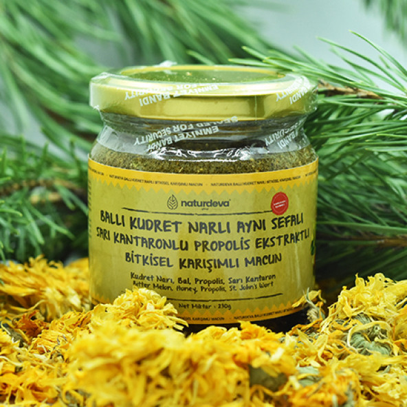 Naturdeva Ballı Kudret Narlı Aynısefalı Sarı Kantaronlu Propolisli Bitkisel Karışımlı Macun 230 Gram - 2