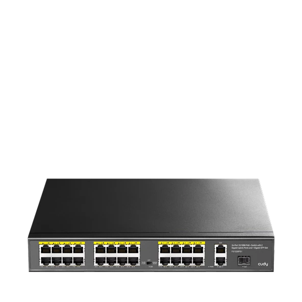 Cudy Switch 24 Port Fs1026Ps1 10/100Mbps 1Xsfp 2Xge Rj45 Vlan&Extend Mode 250M 300W 1U Poe+ Ethernet - 2