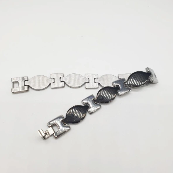 Siyah Beyaz İki Renkli Erkek bilekli - 11