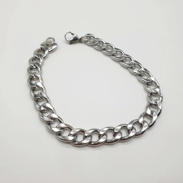 Gümüş Renk Erkek Zincir Bileklik - 3