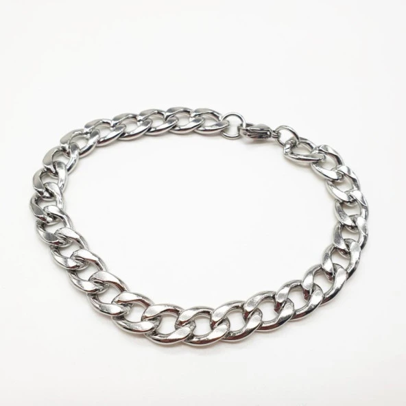 Gümüş Renk Erkek Zincir Bileklik - 5