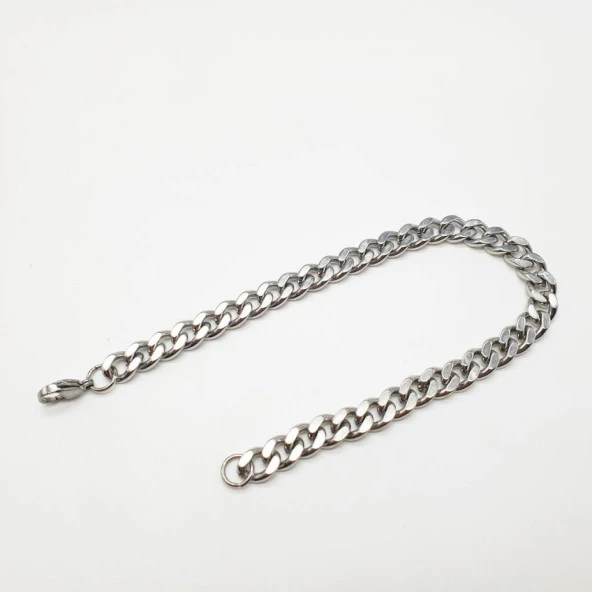 Gümüş Rengi Çelik Zincir Bileklik - 3