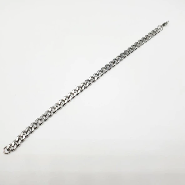 Gümüş Rengi Çelik Zincir Bileklik - 4