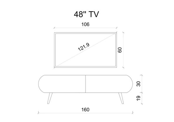Enwood Regulus Siyah Mdf 2 Kapaklı Ahşap Ayaklı 160 Cm Modern Tv Ünitesi - 3