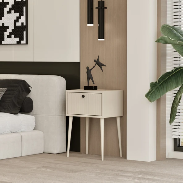 Enwood CANOPUS MDF KUM TAŞI RENGİ AHŞAP AYAKLI TEK KAPAKLI KOMODİN - 2