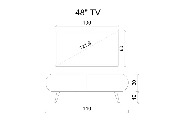 Enwood Regulus Siyah Mdf 2 Kapaklı Ahşap Ayaklı 140 Cm Modern Tv Ünitesi - 3