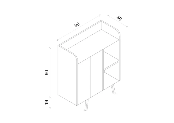 Enwood MAGNETAR GRİ MDF KAHVE KÖŞESİ AHŞAP AYAKLI PANJUR KAPAKLI-RAFLI - 6