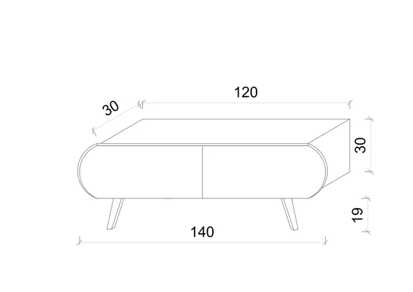 Enwood Regulus Siyah Mdf 2 Kapaklı Ahşap Ayaklı 140 Cm Modern Tv Ünitesi - 7
