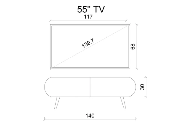 Enwood Regulus Siyah Mdf 2 Kapaklı Ahşap Ayaklı 140 Cm Modern Tv Ünitesi - 6