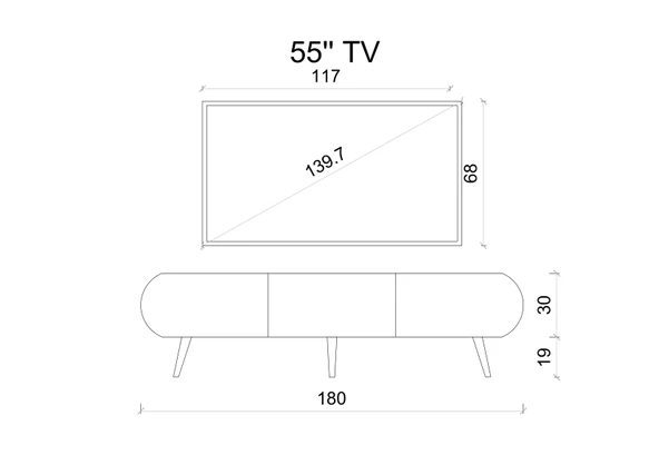 Enwood Enwoood Regulus Siyah Mdf 3 Kapaklı Ahşap Ayaklı 180 Cm Modern Tv Ünitesi - 6