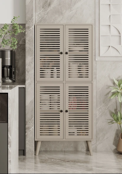 Enwood DENEB MDF KUM TAŞI RENGİ 4 Kapaklı(Panjur Kapak) Ahşap Ayaklı Kiler Dolabı