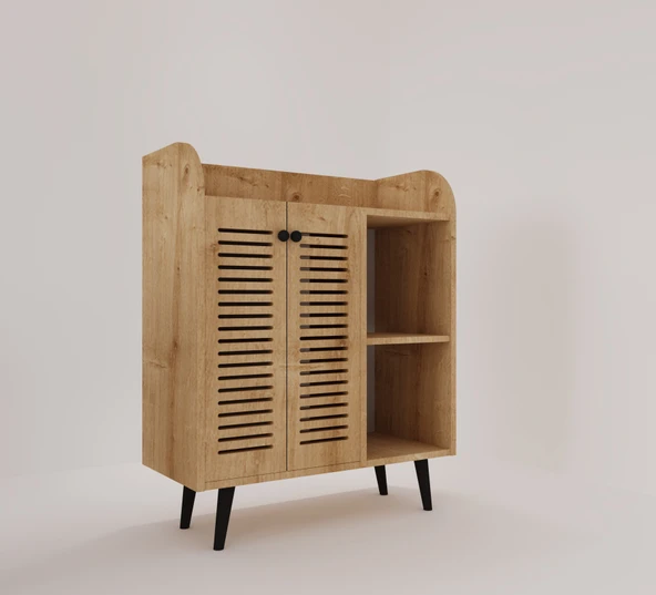 Enwood Magnetar Atlantik Çam Mdf KAHVE KÖŞESİ Ahşap Ayaklı Panjur Kapaklı-raflı - 3