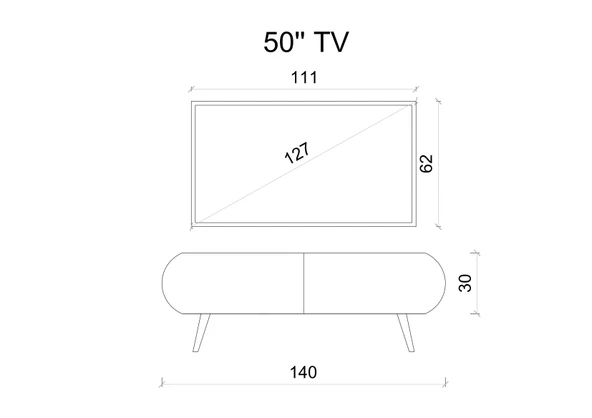 Enwood Regulus Siyah Mdf 2 Kapaklı Ahşap Ayaklı 140 Cm Modern Tv Ünitesi - 5