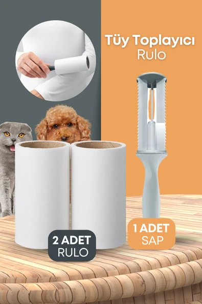 GRİMOR Life Tüy Toplayıcı Rulo 50 Yaprak Yapışkanlı + 2+1 Yedek Rulo (Kedi - Köpek Tüy Toplayıcı) ürün görseli 1
