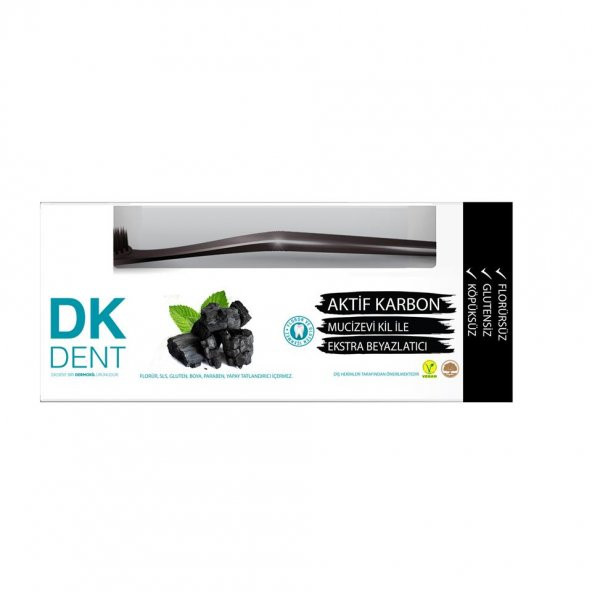 Dkdent Aktif Karbon & Kil Beyazlatıcı Diş Macunu 75 ml (Diş Fırçası Hediyeli)