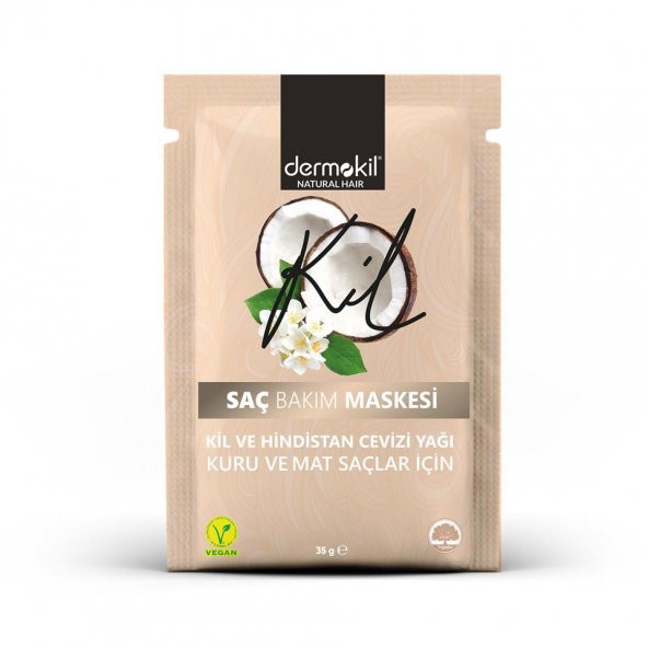 DERMOKİL Vegan Kuru ve Mat Saçlar için Kil ve Hindistan Cevizi Yağı Saç Maskesi 35 ml