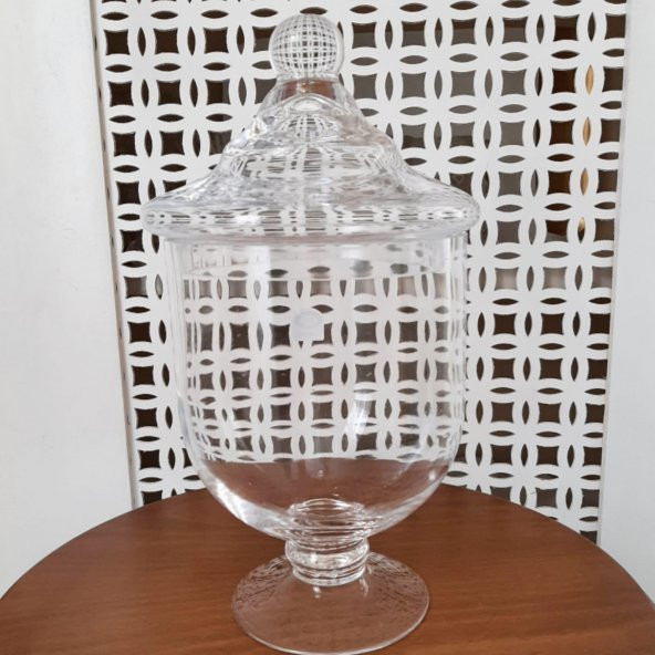 Lüx Kurabiyelik İnce Cam Kapaklı Ayaklı Şekerlik Fanus 30cm - 2