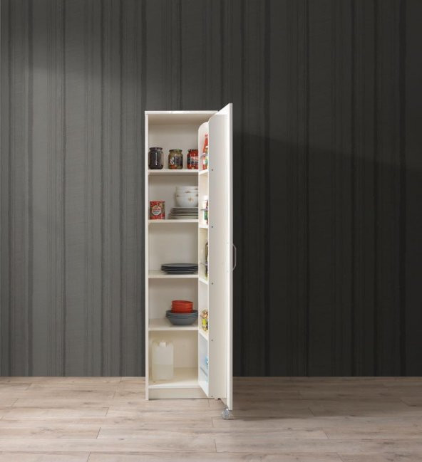 Çok Amaçlı Tek Kapaklı Mutfak Erzak Kiler Dolabı 45X52x180cm - 3