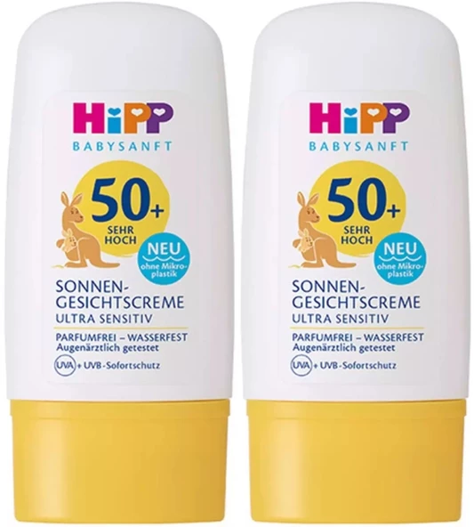 Hipp Babysanft Güneş Kremi -Yüz için Sonnen Gesıchtscreme 50+ Faktör Ultra Sensıtıv 30ML (2 Li Set)