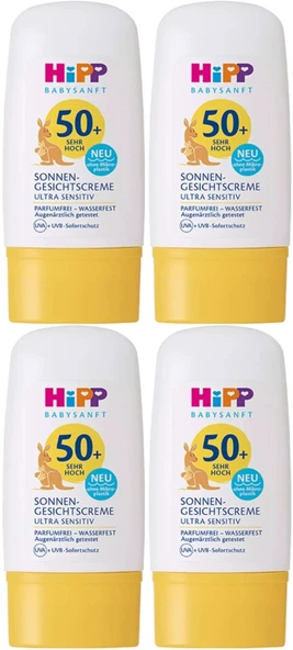 Hipp Babysanft Güneş Kremi -Yüz için Sonnen Gesıchtscreme 50+ Faktör Ultra Sensıtıv 30ML (4 Lü Set)